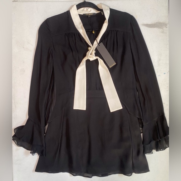 Kobi Halperin Dresses & Skirts - NWT Kobi Halperin Black with White Accents Sheer Taye Dress